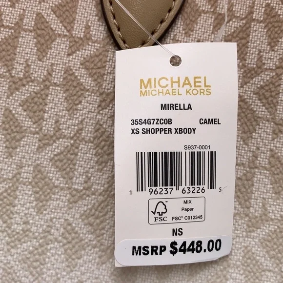Michael Kors Mirella Extra-Small Ombré Logo Crossbody XBODY ShopperBag Camel NWT - Picture 16 of 16